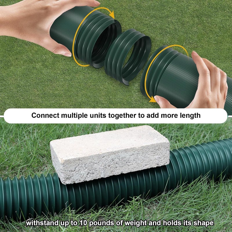 plusgutter 2 Pack Rain Gutter Downspout Extensions, Flexible Downspout Extender with 58"+68" Extendable Pipes for Rain Water Drainage, Durable Down Spout Drain Extension with Connector (Green) - Image 3